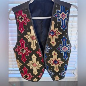 RARE 1 of a Kind Handcrafted Needlepoint Vest | Artisan Made | Wearable Art